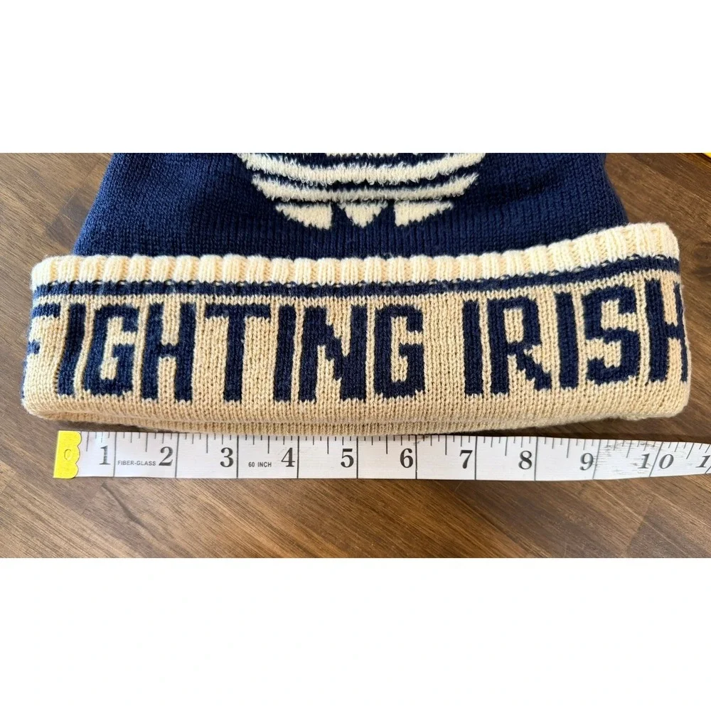 Adidas Originals Notre Dame Fighting Irish Beanie Hat Navy Blue Pom Knit Cap
